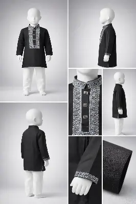 Picture of Boys Premium Embroidered Black Panjabi 1203