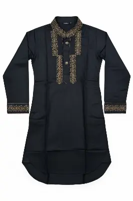 Picture of Men’s Premium Black Panjabi + Trousers Intricate Gold Embroidery 02 BLACK