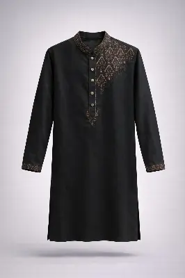 Picture of Boys Premium Embroidered Black Panjabi 1218