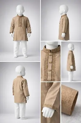 Picture of Boys Premium Dusty Rose Panjabi with Embroidered Placket 1220