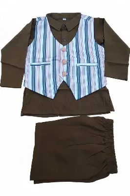 Picture of Boys Premium Festive Kurta Set with Striped Waistcoat (3-Piece Set)...403..