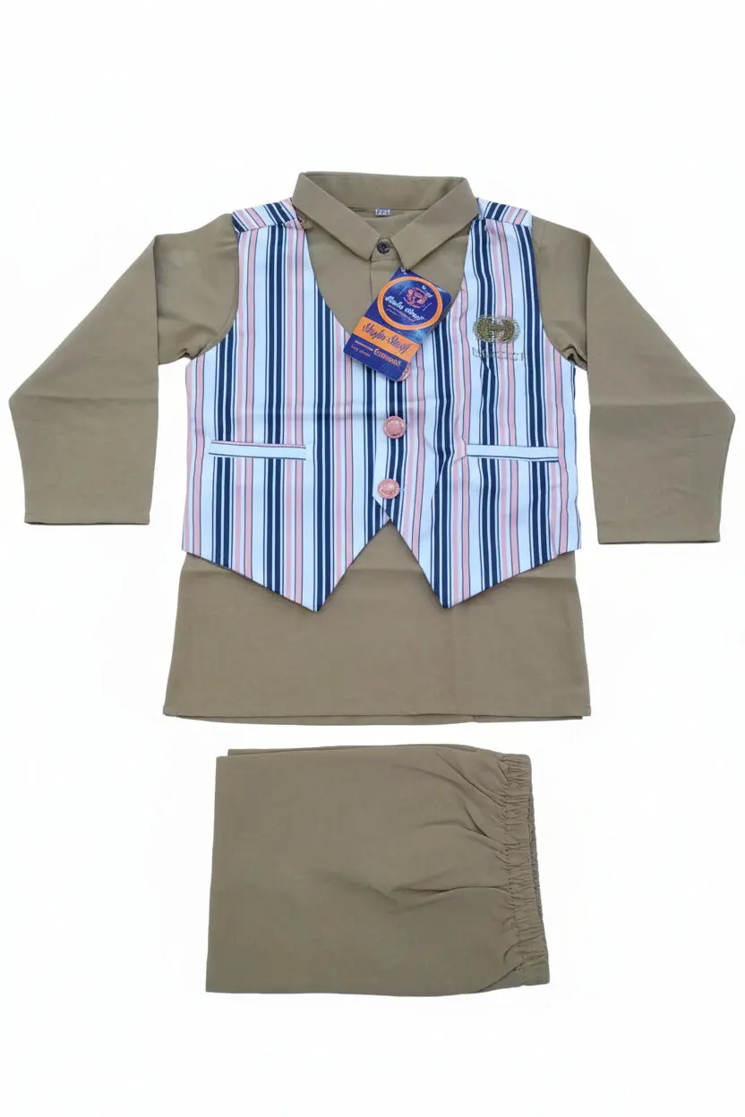 Picture of Boys Premium Festive Kurta Set with Striped Waistcoat (3-Piece Set)...403..