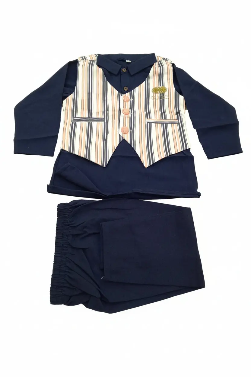 Picture of Boys Premium Festive Kurta Set with Striped Waistcoat (3-Piece Set)...403..