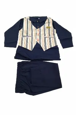 Picture of Boys Premium Festive Kurta Set with Striped Waistcoat (3-Piece Set)...403..