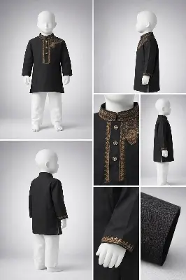 Picture of Boys Premium Embroidery Black Panjabi 1215