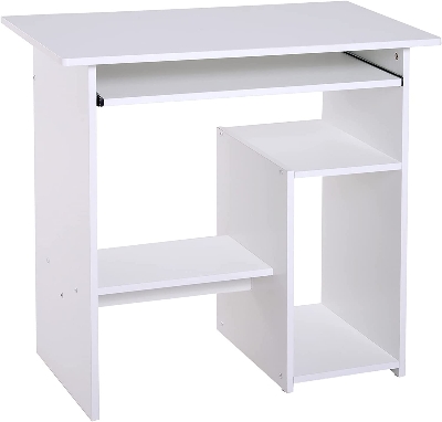Picture of Melamine computer table - White - White