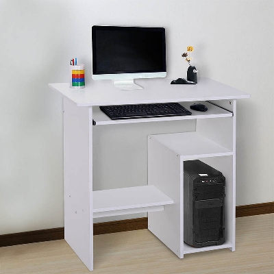 Picture of Melamine computer table - White - White