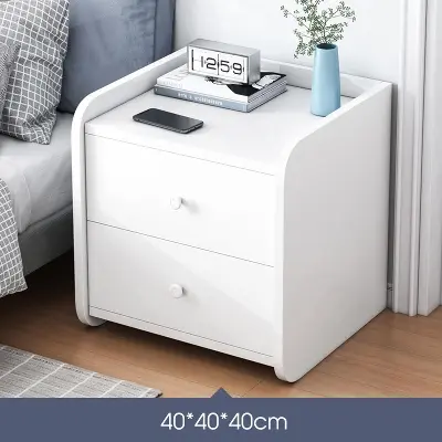 Picture of NRSFurniture Bedside table with lockers drawers -Dormitory bedroom storage cabinet Bedside table - White