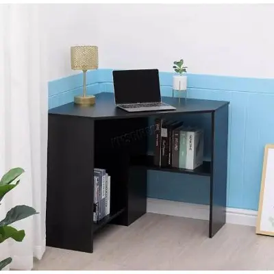 Picture of Corner Desk Triangle Corner Computer Desk for Small Space, Bedroom Corner Desk with Storage Shelves & CPU Stand, Space Saving Corner Writing Desk