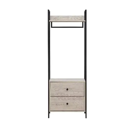 Picture of Bedroom Comfort Open Wardrobe with 2 Drawers Metal Clothing Rack Freestanding Garment Organizer