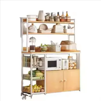 Picture of Perfect Kitchen Cabinet Shelf organizer with Microwave Oven and Utility Storage Shelf Rack Upper Shelf