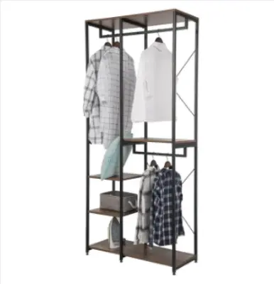 Picture of Heavy Duty Adjustable Clothes Rail Double Rod Garment Rack 5 Tiers Metal Storage Shoe Rack