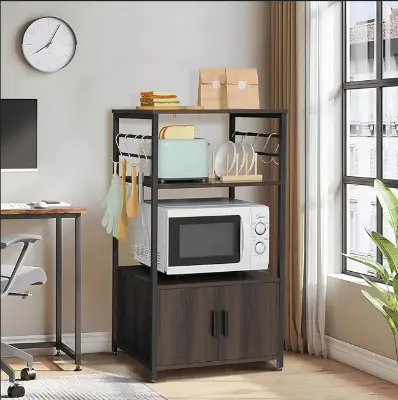 Picture of Perfect Kitchen Storage Cabinet Shelf Organizer with Microwave Oven Holder