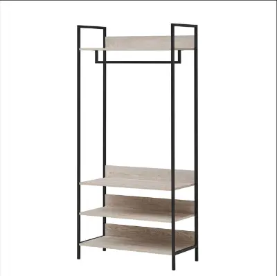 Picture of Free Space Standing Closet Unit Open Wardrobe with Four Shelves Closet Organizer and Storage