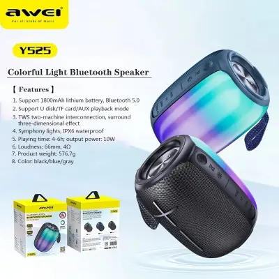Picture of Awei Y525 Mini Portable RGB Light Bluetooth Speaker -Black