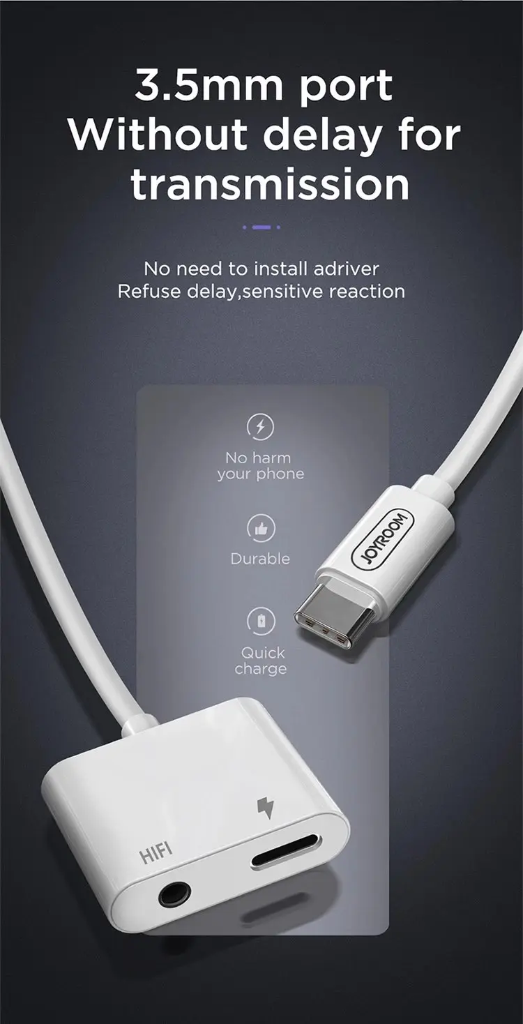 Picture of JOYROOM SH-C1 Type-C / USB-C to HIFI + PD Digital Audio Converter Adapter (White) -White