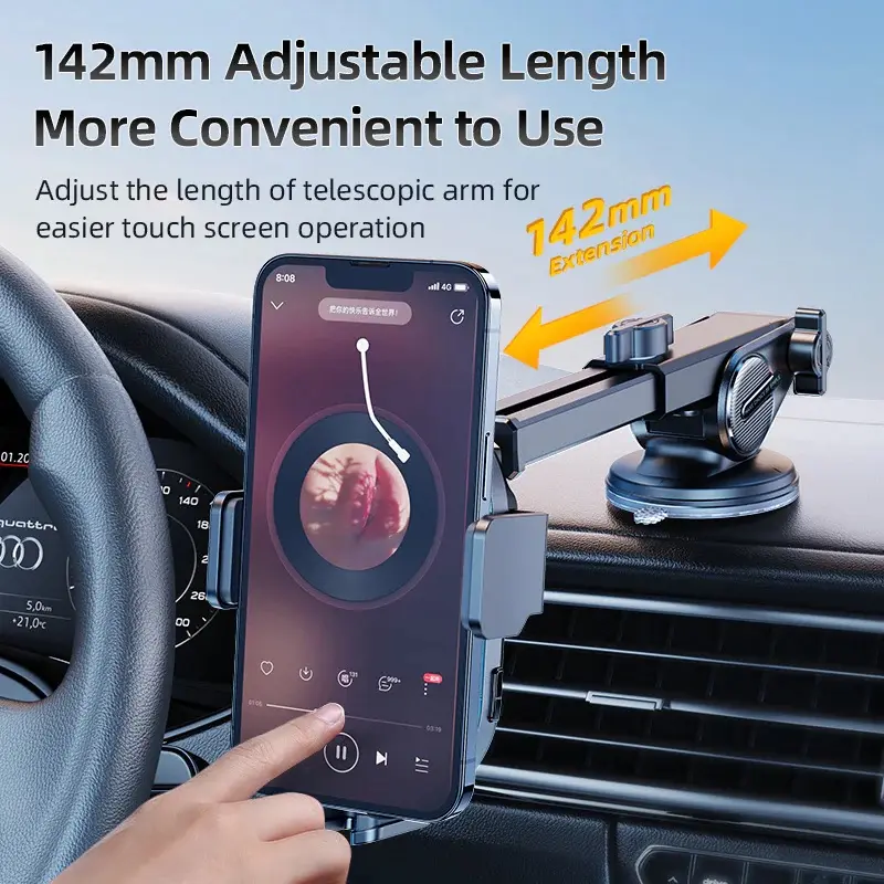 Picture of JR-ZS299 Dual-Coil Wireless Car Charger Holder with LED -Black