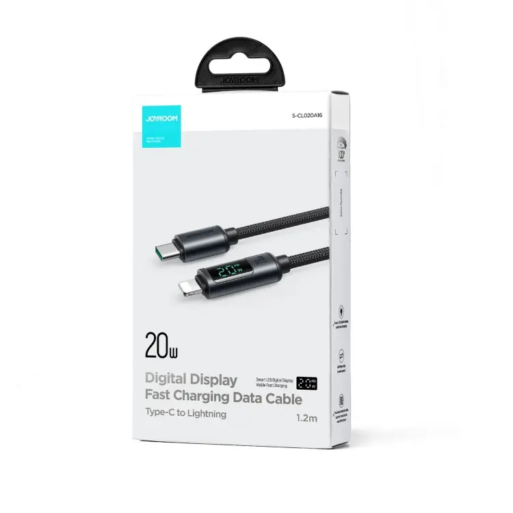 Picture of JOYROOM S-CL020A16 20W USB-C / Type-C to 8 Pin Digital Display Fast Charging Data Cable, Length:1.2m(Black) -Black