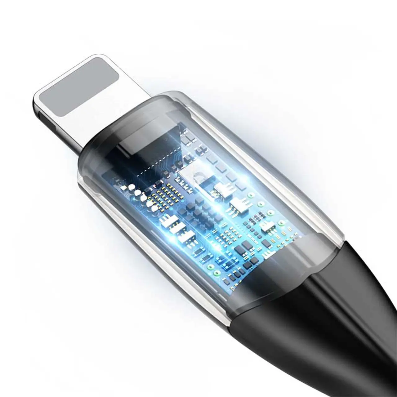 Picture of Baseus CALSP-B01 Horizontal USB to Lightning Cable 1M (Black) with indicator lamp for iPhone -Black