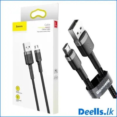 Picture of Baseus Cafule Cable USB for Micro 1.5A 2M (CAMKLF-CG1) – Gray & Black -Black