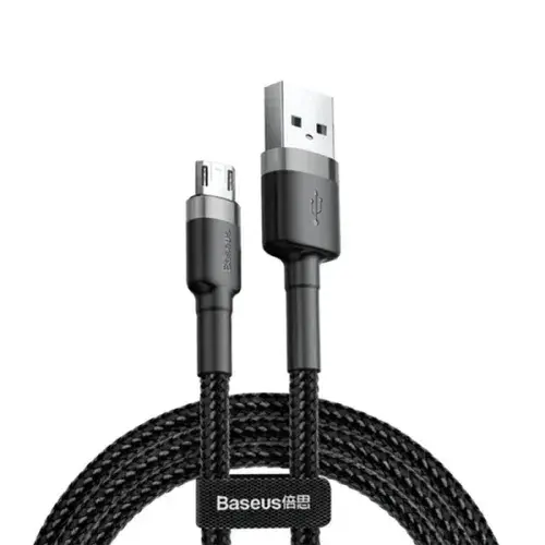 Picture of Baseus Cafule Cable USB for Micro 1.5A 2M (CAMKLF-CG1) – Gray & Black -Black