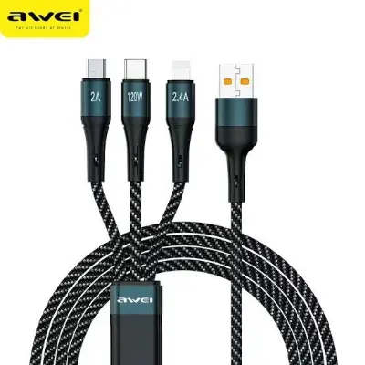 Picture of AWEI CL-972 120W 3 In 1 Fast Multi Charging Cable -Black