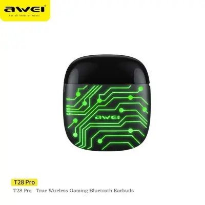 Picture of AWEI T28 Pro TWS Bass Low Latency RGB Gaming Earbuds -Black