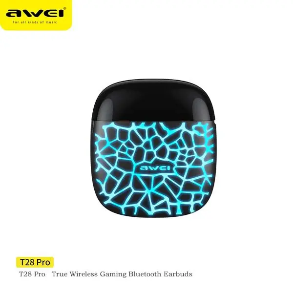 Picture of AWEI T28 Pro TWS Bass Low Latency RGB Gaming Earbuds -Black