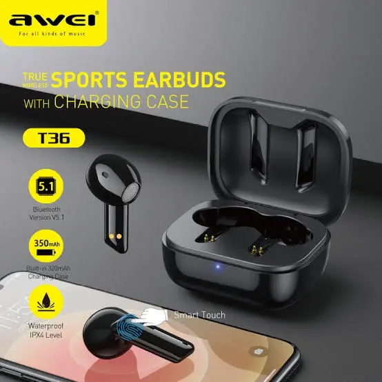 Picture of Awei T36 TWS Wireless Earbuds -Black
