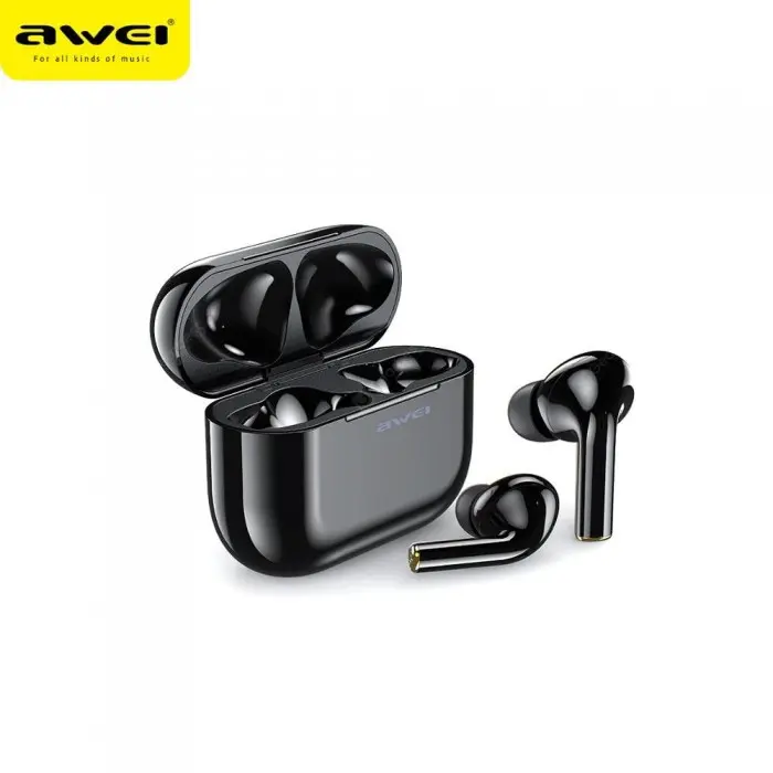 Picture of Awei T29 True TWS Bluetooth Smart Touch Sports Dual Earbuds With Charging Case Black -Black