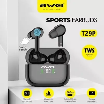 Picture of Awei T29P True Wireless Earbuds Bluetooth 5.0 with LED Digital Display -Black
