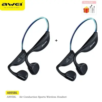 Picture of Awei A895BL Air Conduction Sports Headphones 5.3 Wireless Bluetooth Earphones With LED Light Strip -Black