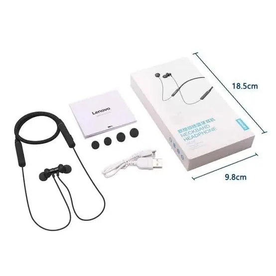Picture of Lenovo HE05 Wireless In-Ear Neckband Earphones - Black -Black
