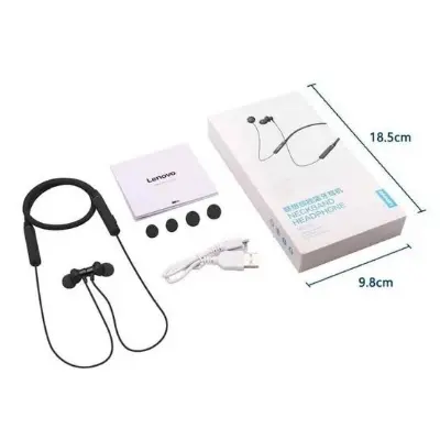 Picture of Lenovo HE05 Wireless In-Ear Neckband Earphones - Black -Black