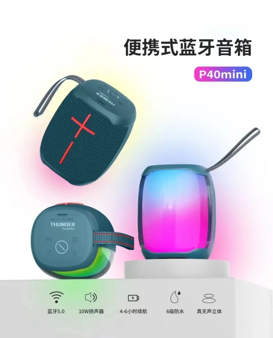 Picture of WiWU Thunder P40 Mini Portable Wireless Speaker -Black