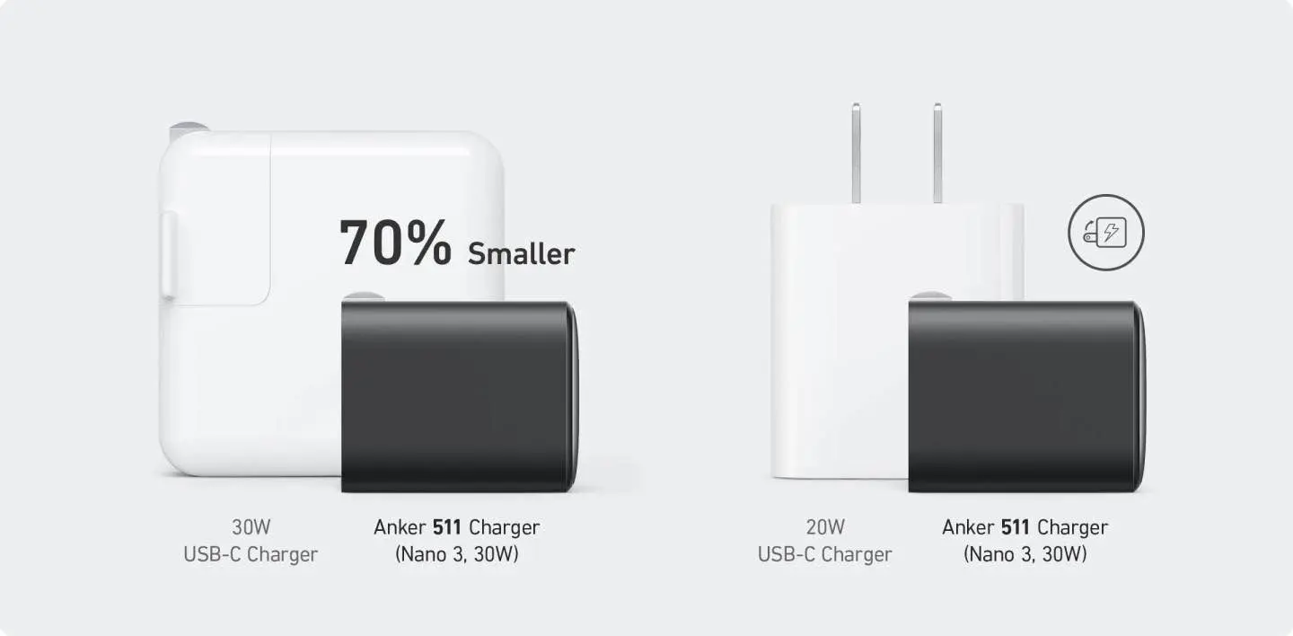 Picture of Anker Nano 3 30W Charger (Anker 511) for iPhone16 15 & 14 & 13 Series​ White