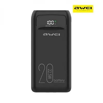Picture of Awei P169K 20000mAh Power Bank 22.5W Dual Input Dual Output with Built-in Cable -Black