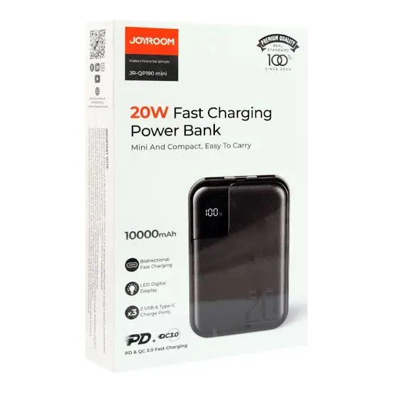 Picture of Joyroom JR-QP190 Mini 10000mah 20W Fast Charging Power Bank -Black