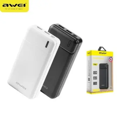 Picture of Awei P6K 20000mAh Dual USB Port Fast Charging Power Bank -Black