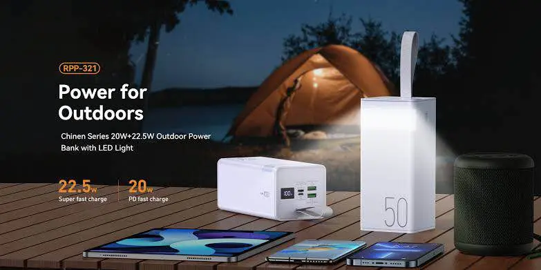 Picture of Remax RPP-321 Chinen Series 20W+22.5W Outdoor Power Bank 50000 mAh with led light -Black