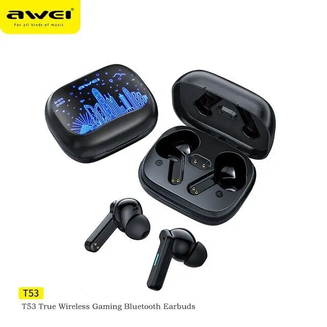 Picture of Awei T53 TWS Colorful Light Wireless Earbuds -Black