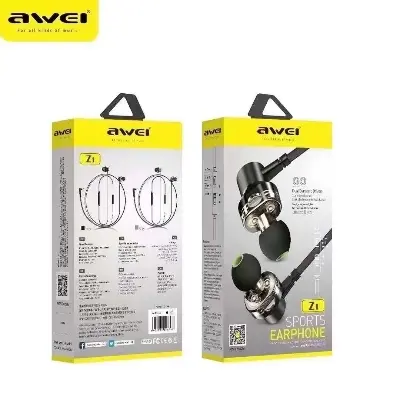 Picture of Awei Z1 Dual Driver 3.5mm Wired Sports Earphone -Black