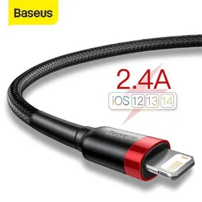 Picture of Baseus Cafule Quick Charge 2.4A USB to Lightning Cable for ip 2 meter/1 meter -Black