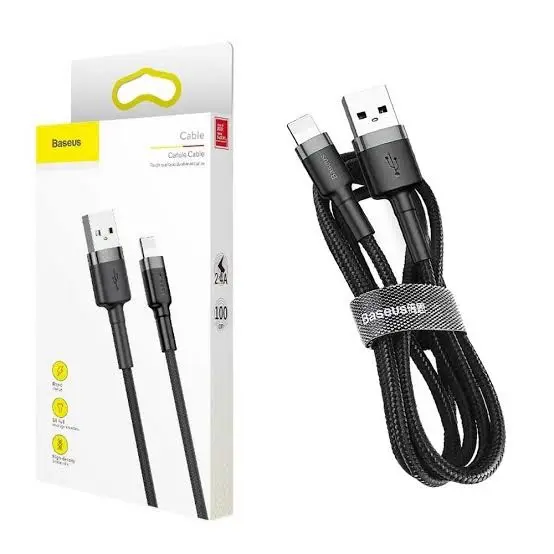 Picture of Baseus Cafule Quick Charge 2.4A USB to Lightning Cable for ip 2 meter/1 meter -Black