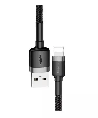 Picture of Baseus Cafule Quick Charge 2.4A USB to Lightning Cable for ip 2 meter/1 meter -Black