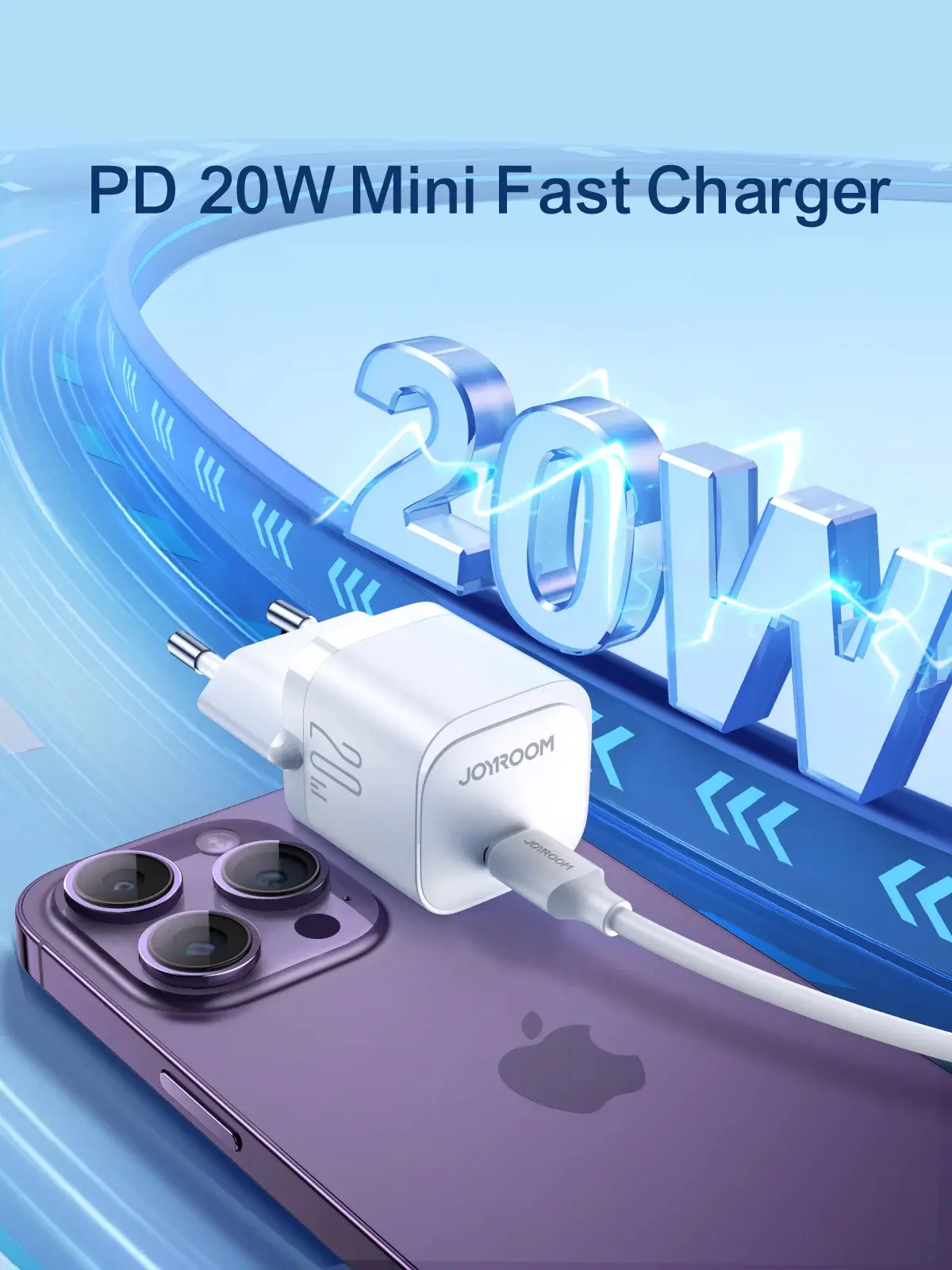 Picture of joyroom JR-TCF02 PD 20W Mini intelligent fast charger EU/UK -Black