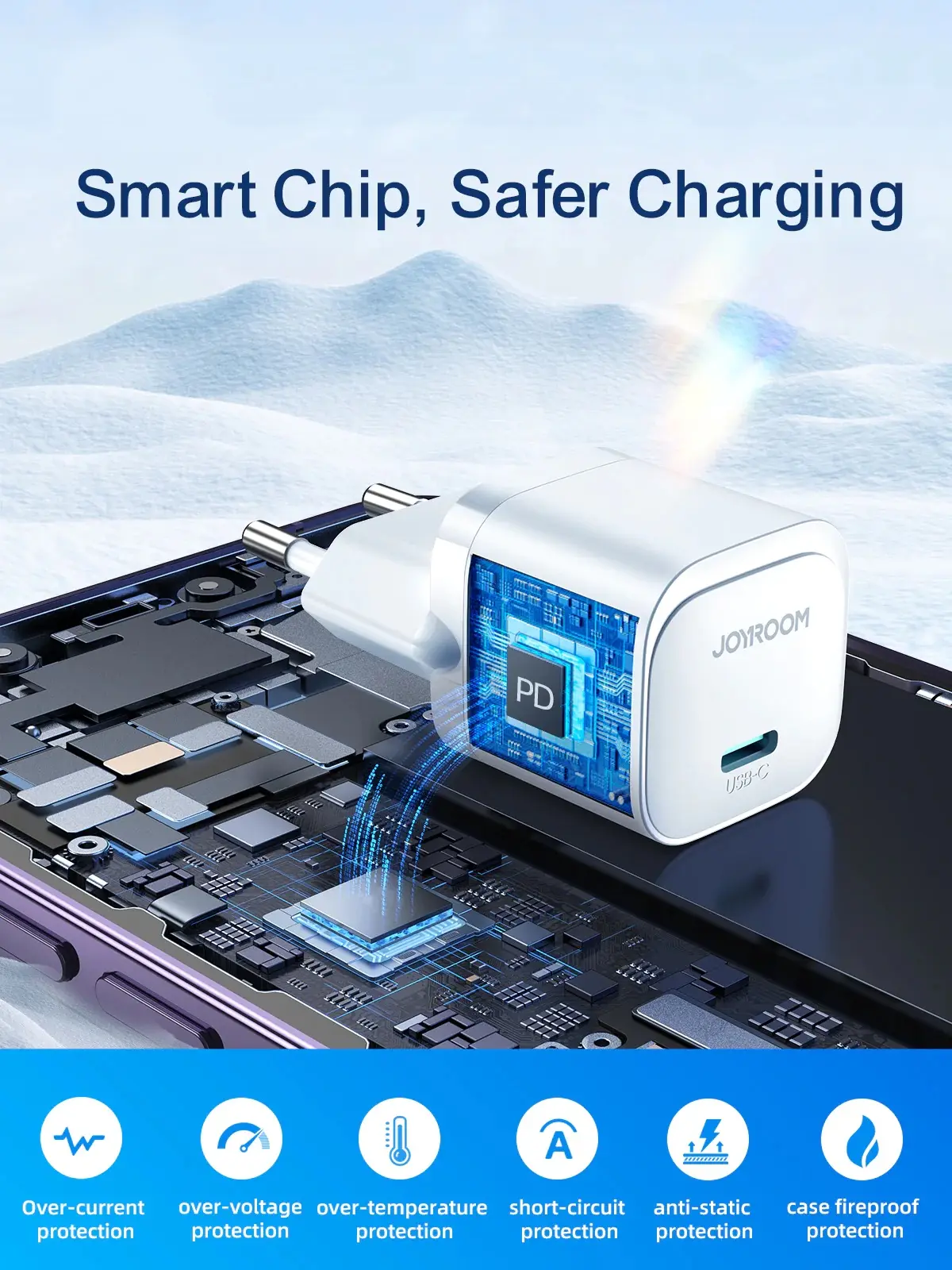 Picture of joyroom JR-TCF02 PD 20W Mini intelligent fast charger EU/UK -Black