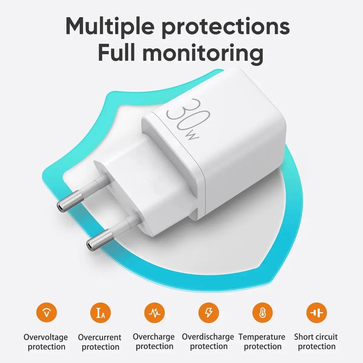 Picture of JOYROOM L-QP303 CN 30W PD+QC3.0 Mini Intelligent Dual Port Fast Charger-White -White