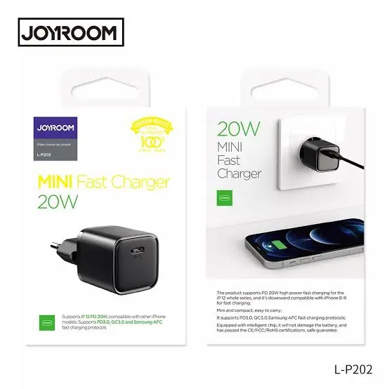 Picture of Joyroom Charger Home Adapter Mini Fast Travel 20W L-P202 – Black -Black