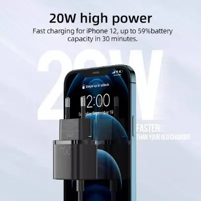 Picture of Joyroom Charger Home Adapter Mini Fast Travel 20W L-P202 – Black -Black